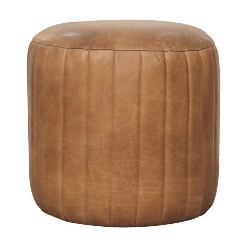 WillowStone Buffalo Leather Boucle Footstool