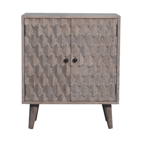 WillowStone Mini Pineapple Carved Stone Finish Cabinet