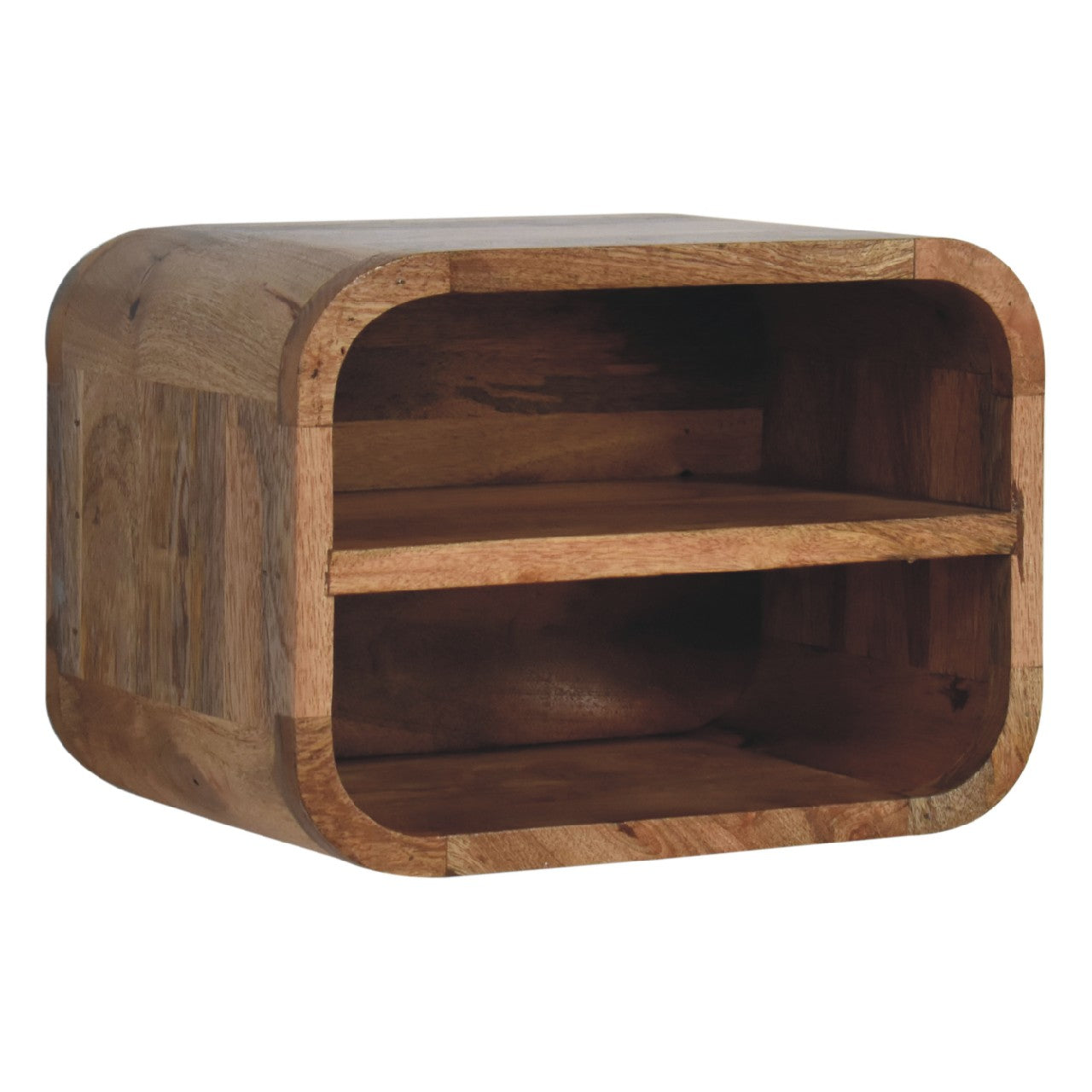 Oak-ish Floating Open Curve Nightstand