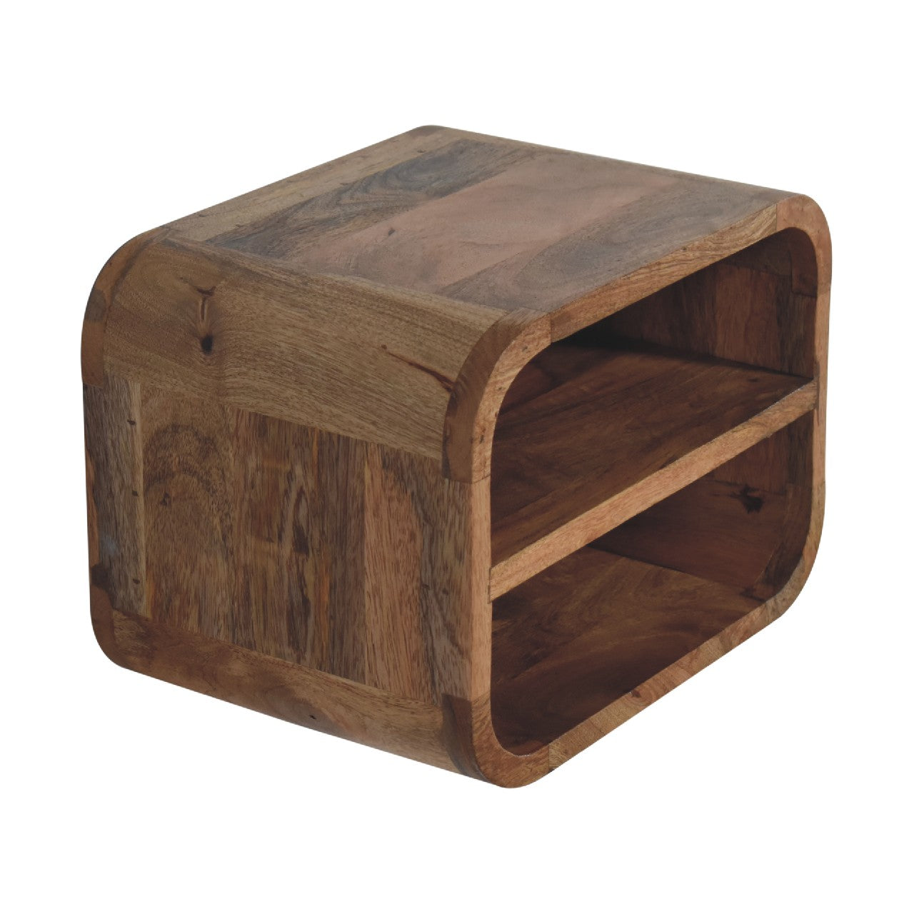 Oak-ish Floating Open Curve Nightstand