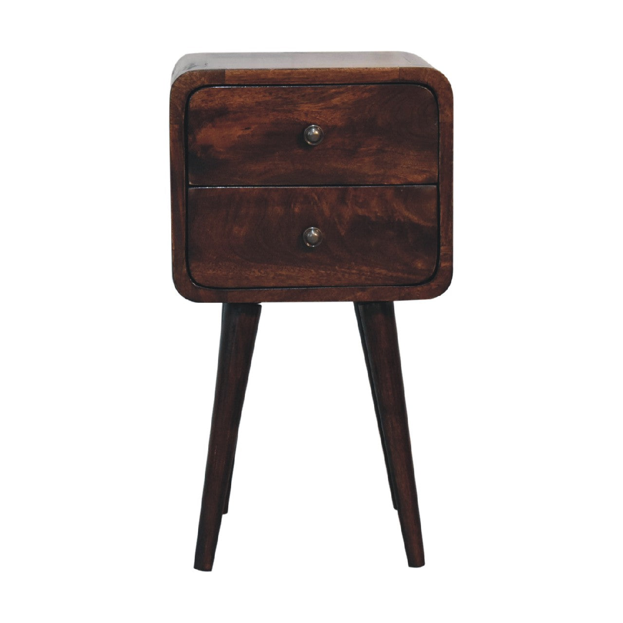 Mini Light Walnut Curved Nightstand