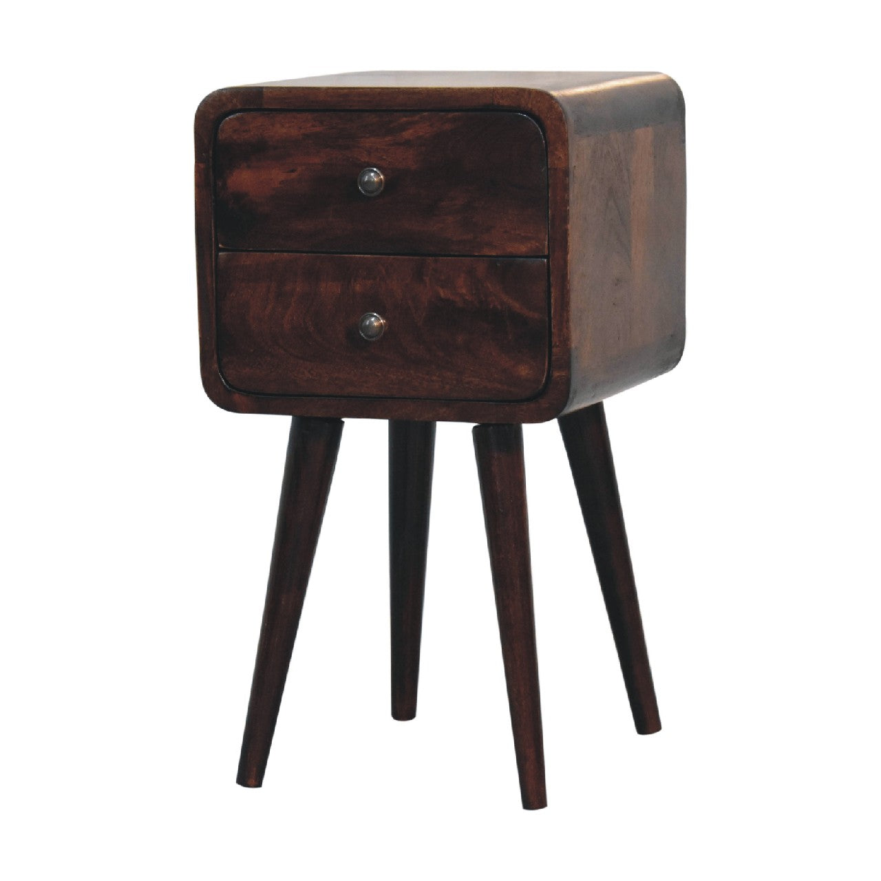 Mini Light Walnut Curved Nightstand