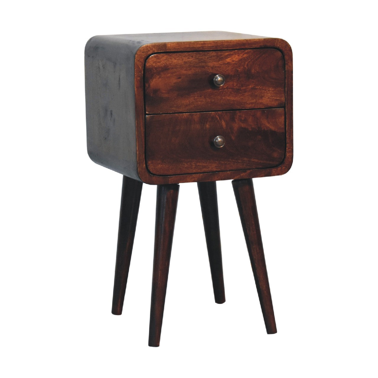 Mini Light Walnut Curved Nightstand