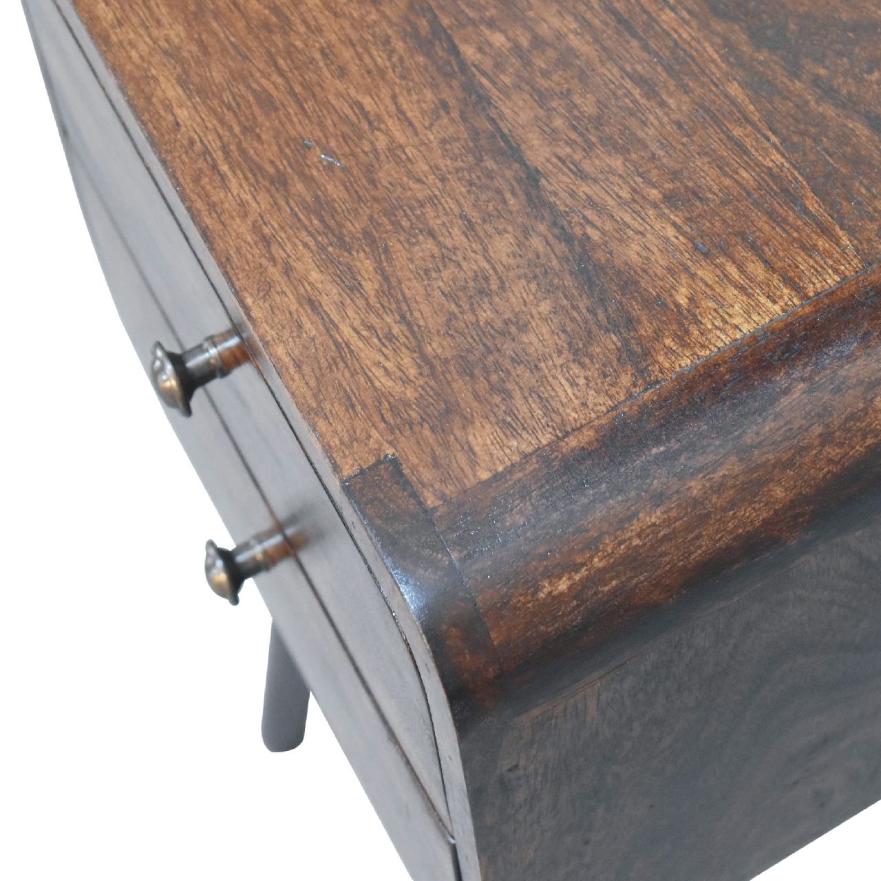 Mini Light Walnut Curved Nightstand