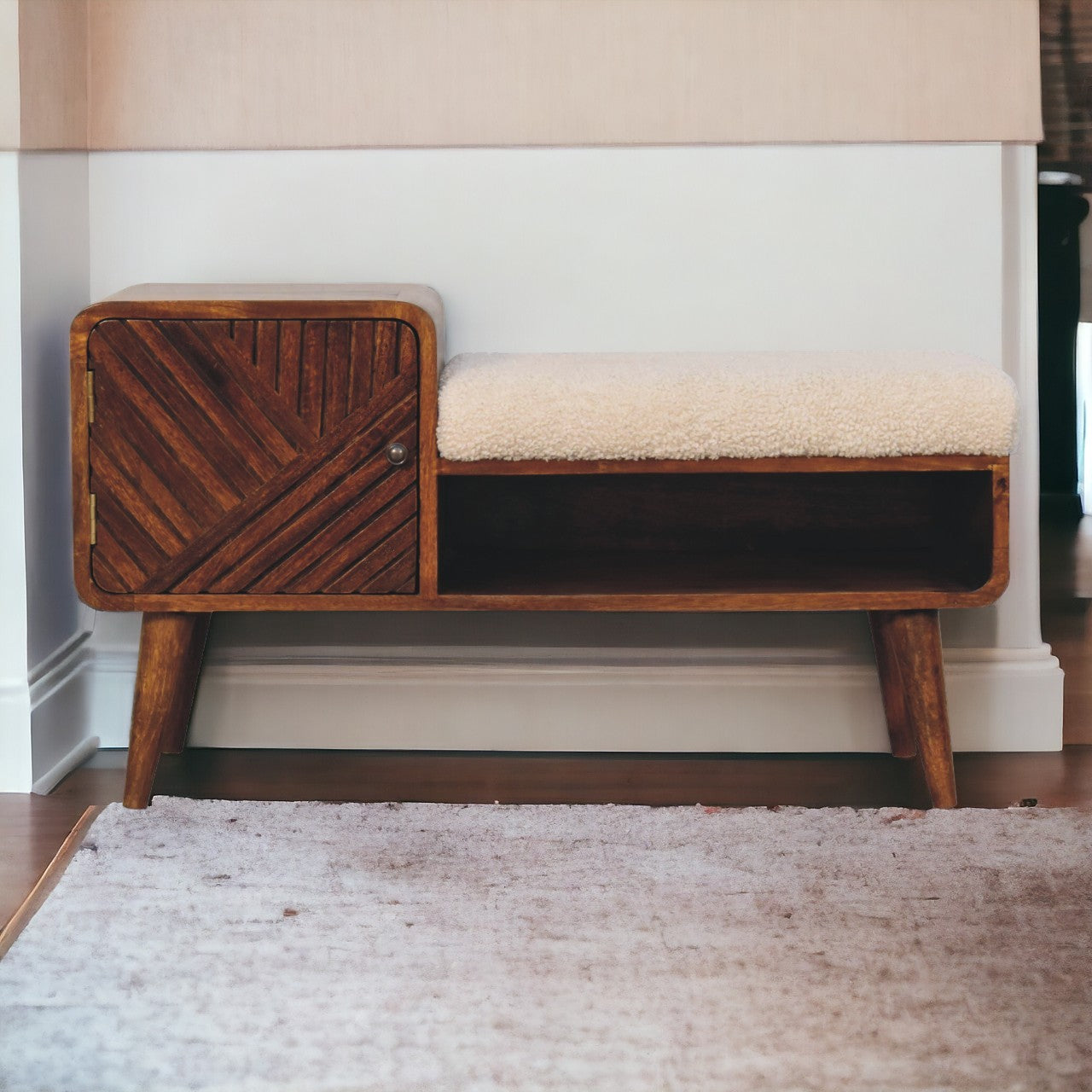 WillowStone Boucle Carved Chestnut Telephone Table