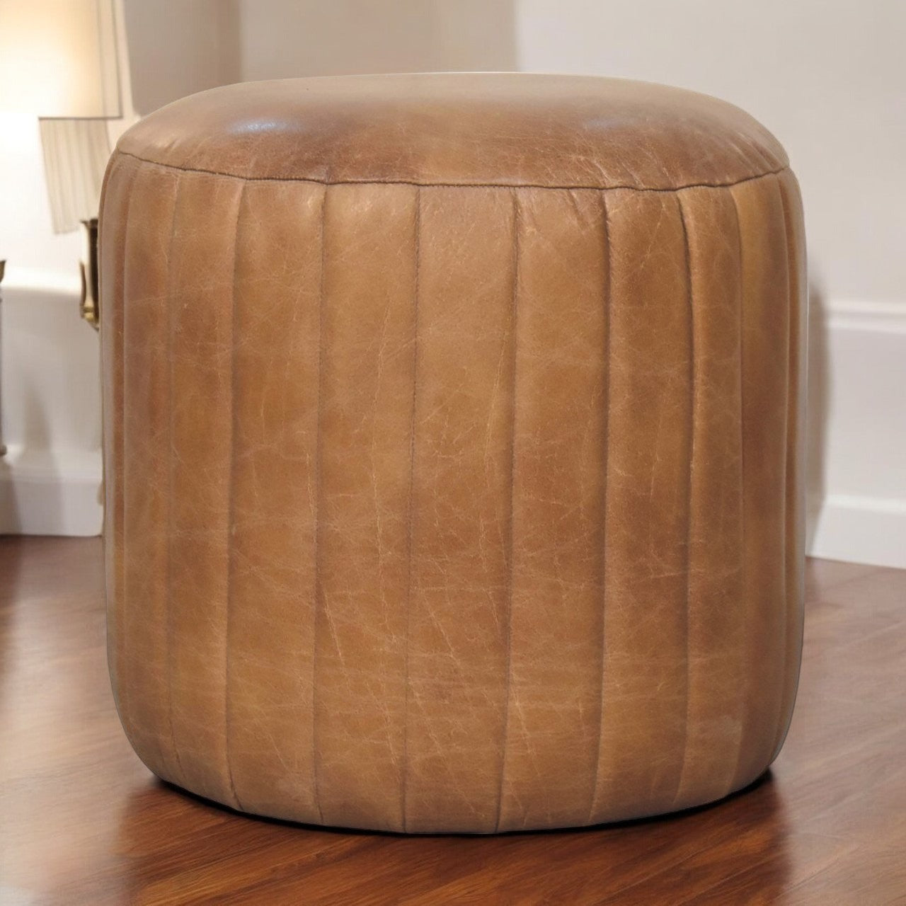 WillowStone Buffalo Leather Boucle Footstool
