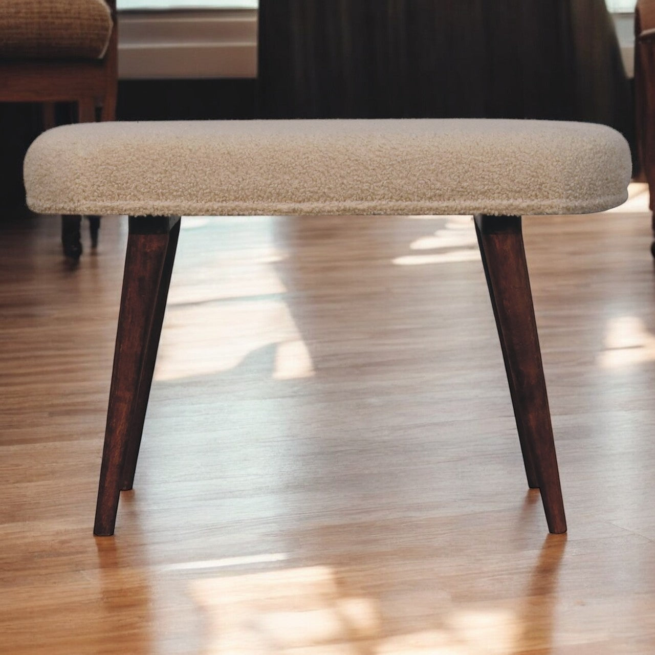 Honey Caramel Boucle Cream Nordic Bench