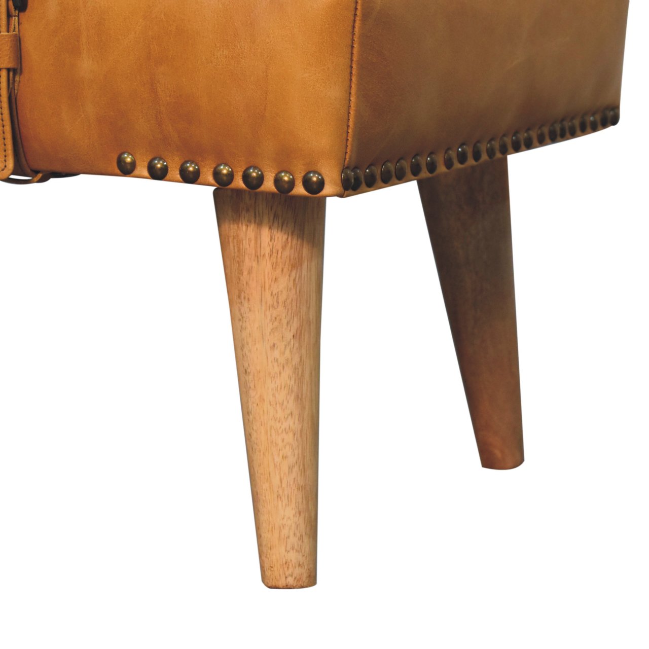 WillowStone Boucl�� Buffalo Hide Olive Green Leather Bench