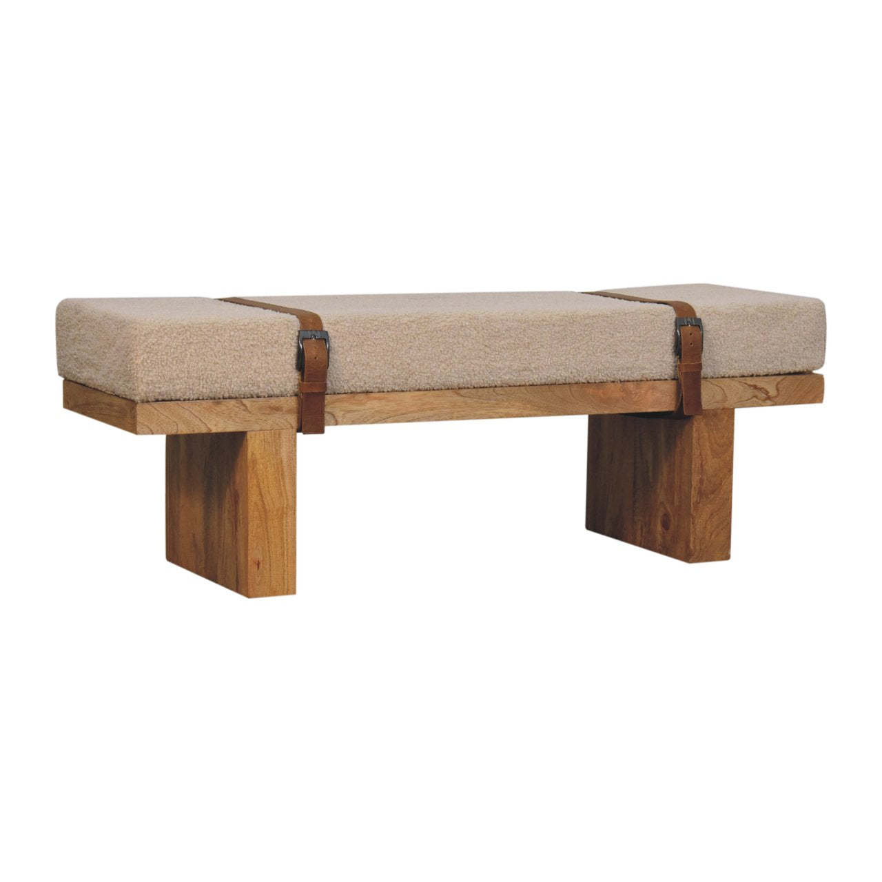 WillowStone Belmont Cream Boucle Bench