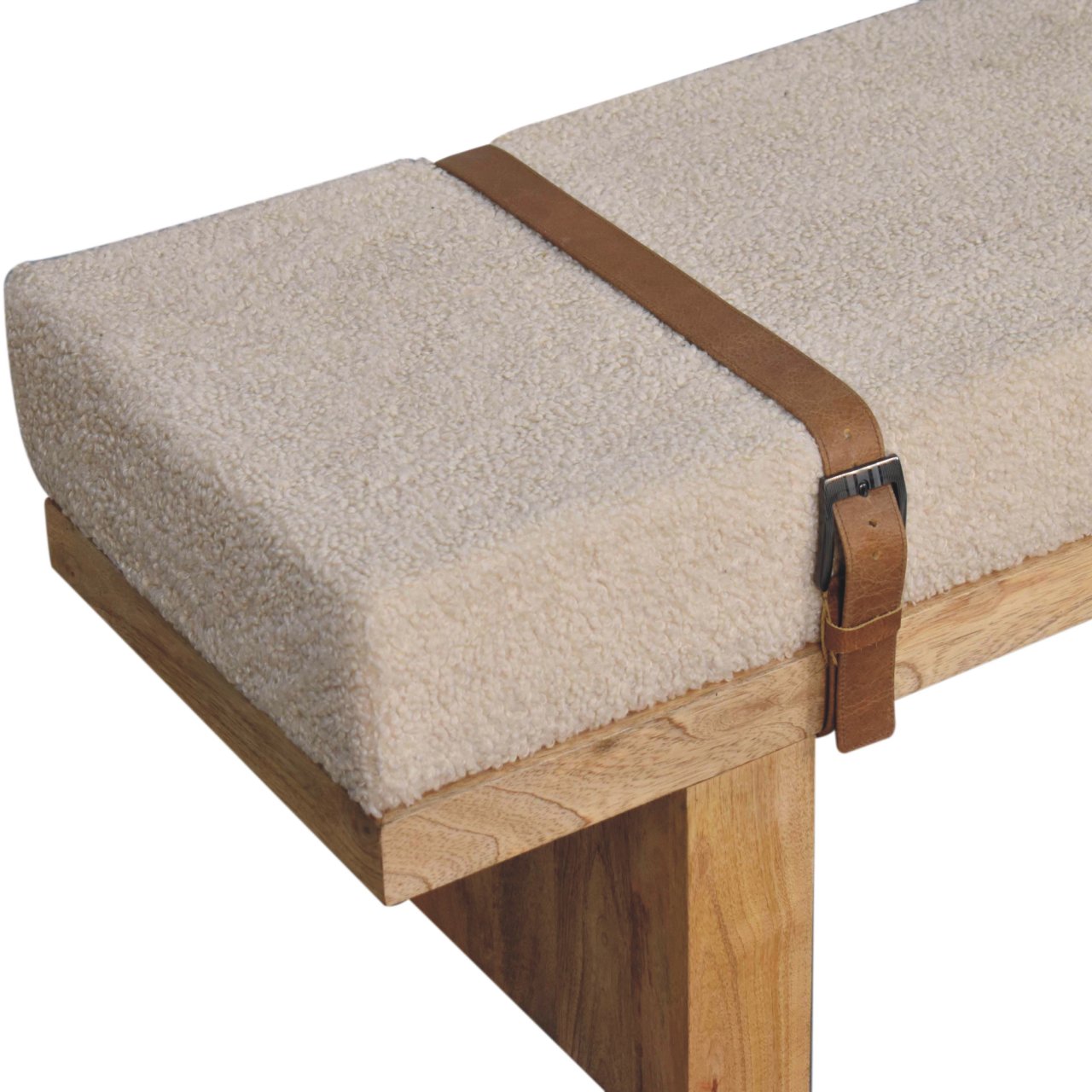 WillowStone Belmont Cream Boucle Bench
