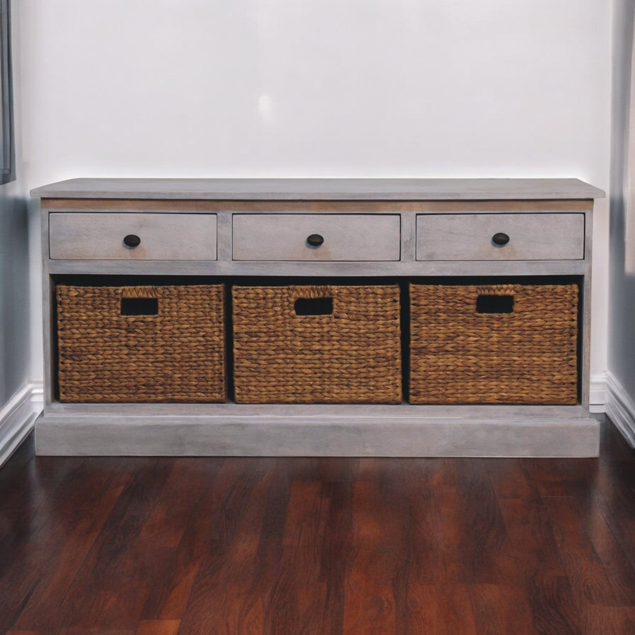 WillowStone Acid Wash Basket Storage Cabinet