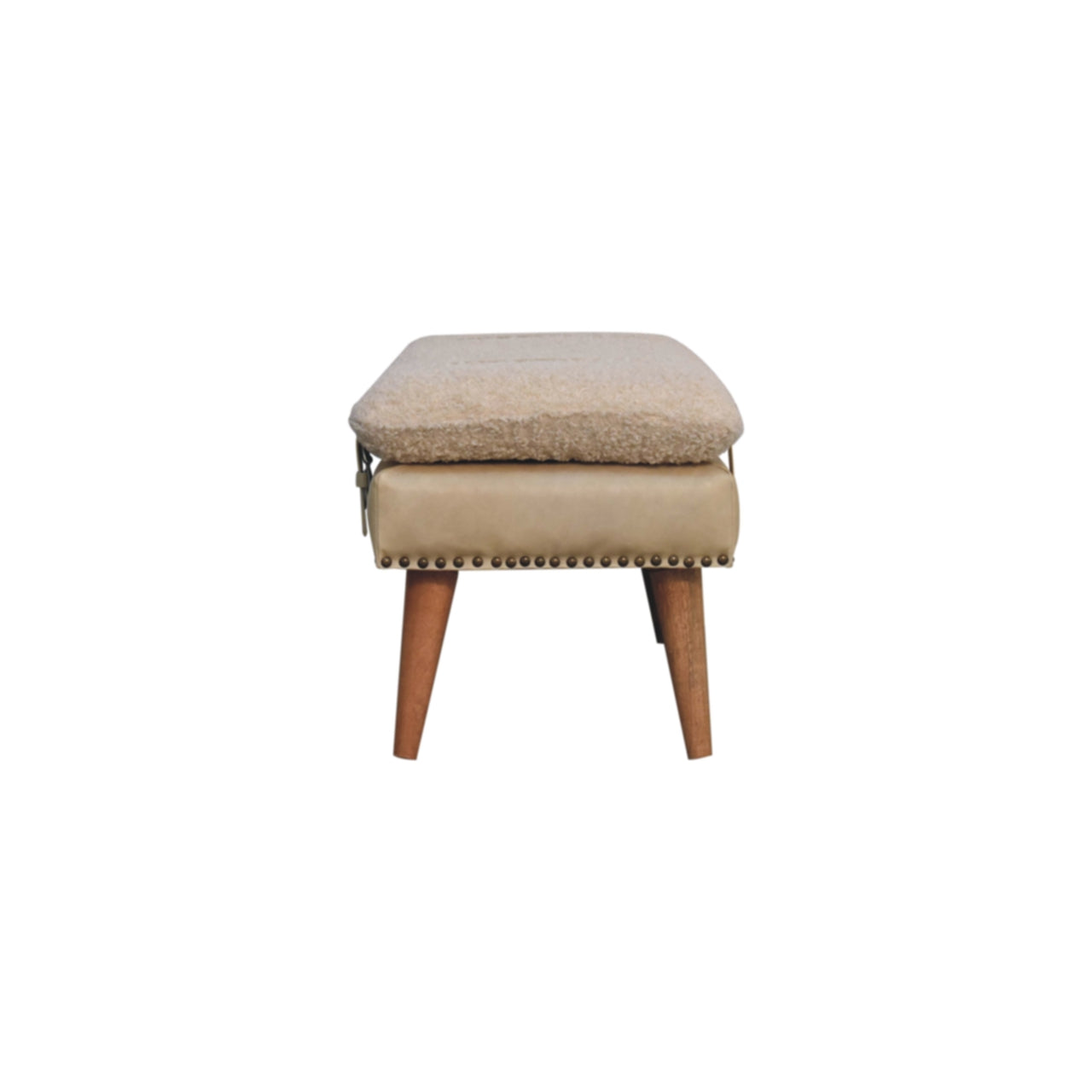 WillowStone Boucle x Beige Leather Bench