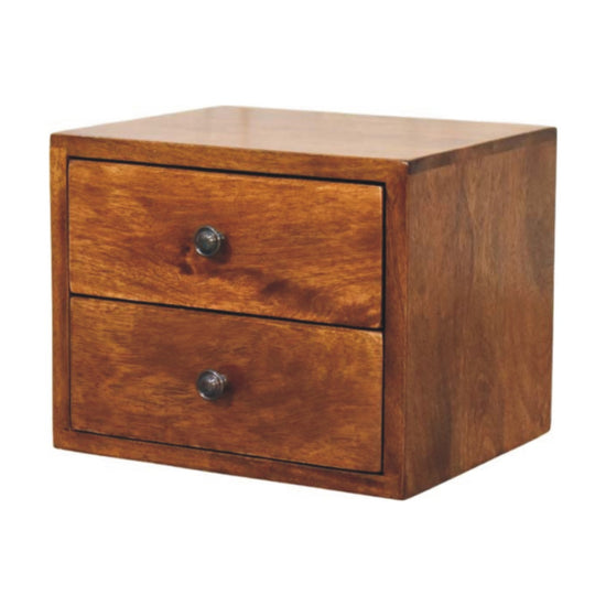 Solis 2-Drawer Wall-Mounted Nightstand - Chestnut Finish