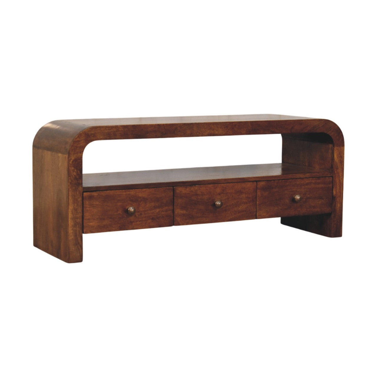 WillowStone Darcy 3 drawer Open Shelf Chestnut Media unit