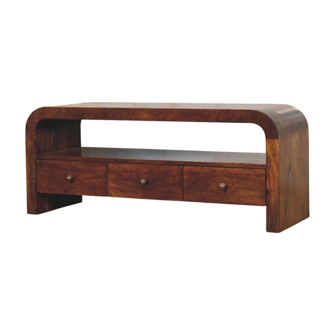 WillowStone Darcy 3 drawer Open Shelf Chestnut Media unit
