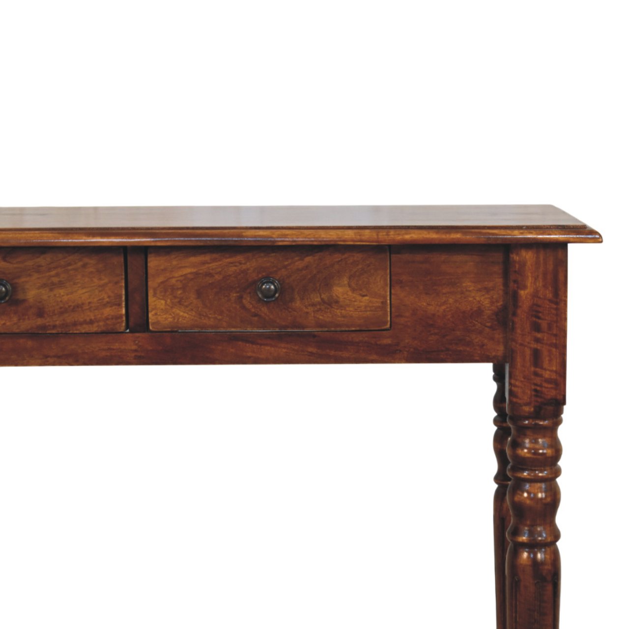 WillowStone Turned Legs 3 Drawer Chestnut Console