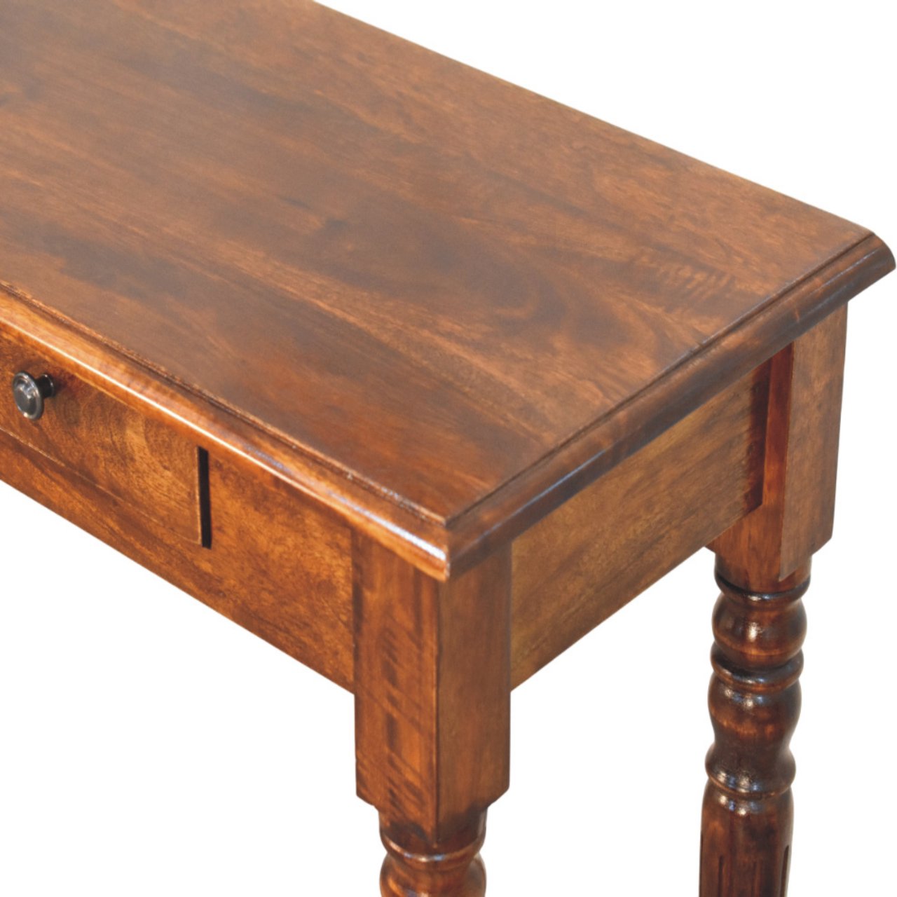 WillowStone Turned Legs 3 Drawer Chestnut Console