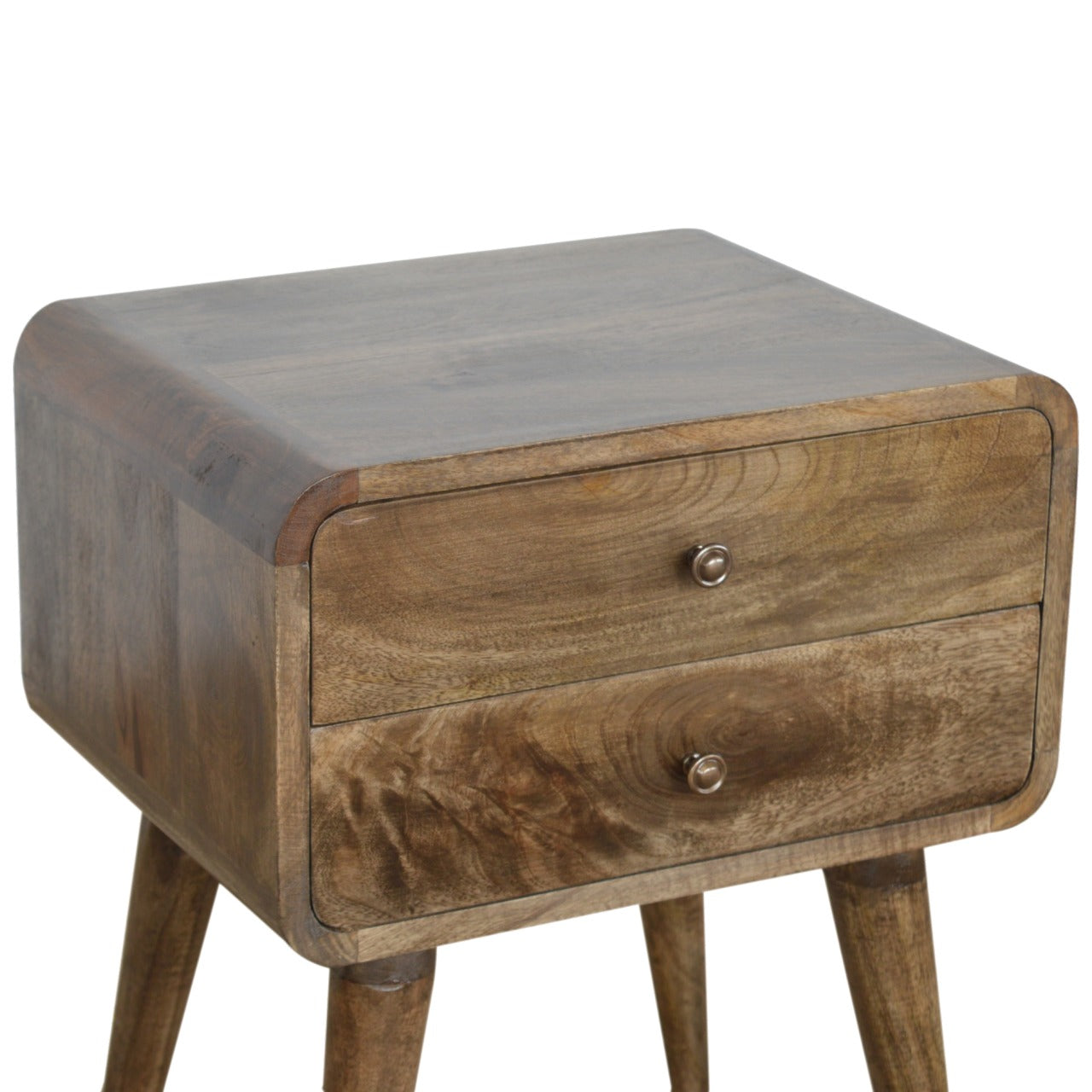 Curved Classic Grey Washed Nightstand