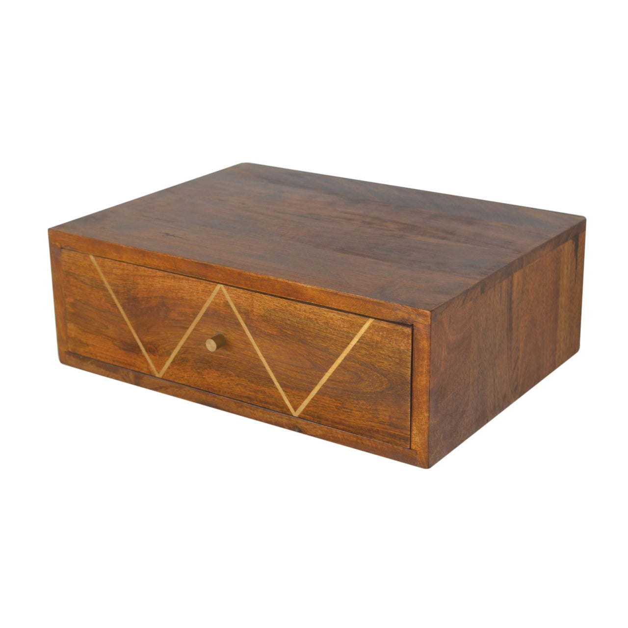 Floating Chestnut Brass Nightstand