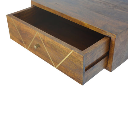 Floating Chestnut Brass Nightstand