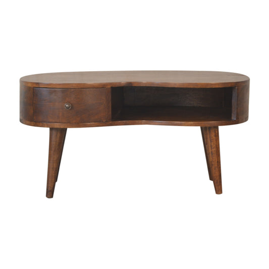 WillowStone Chestnut Wave Coffee Table – handcrafted solid wood furniture by WillowStone