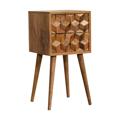 Mini Cube Carved 2 Drawer Nightstand
