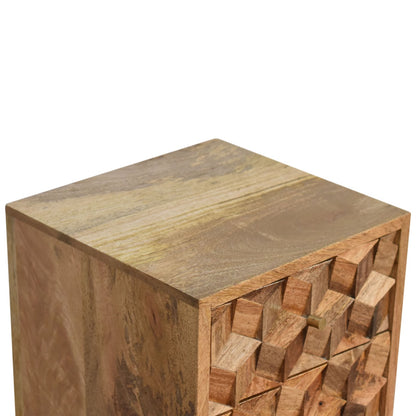 Mini Cube Carved 2 Drawer Nightstand