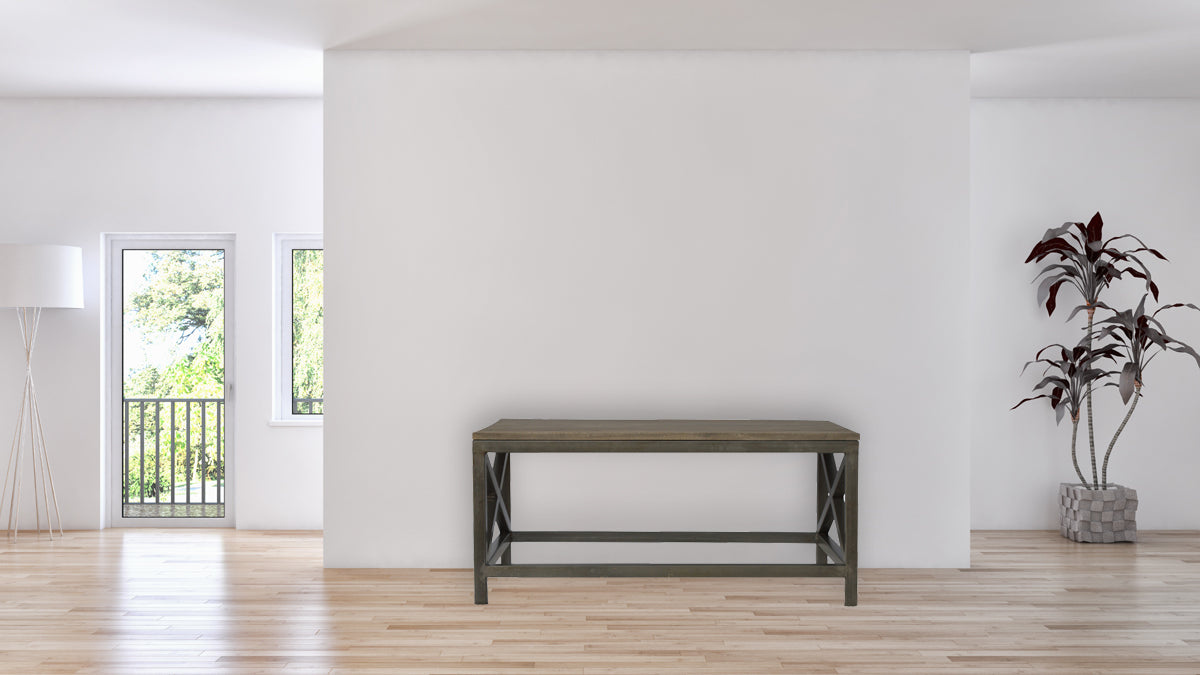 WillowStone Industrial Cross Metal Oatmeal Coffee Table