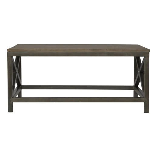 WillowStone Industrial Cross Metal Oatmeal Coffee Table