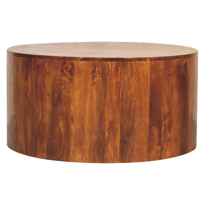 WillowStone Chestnut Round Wooden Coffee Table – handcrafted solid wood furniture by WillowStone