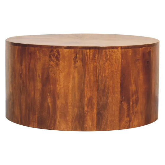 WillowStone Chestnut Round Wooden Coffee Table – handcrafted solid wood furniture by WillowStone
