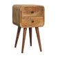Mini Curved Nightstand - Oak Finish