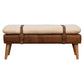Leather Bouclé Buffalo Hide Bench