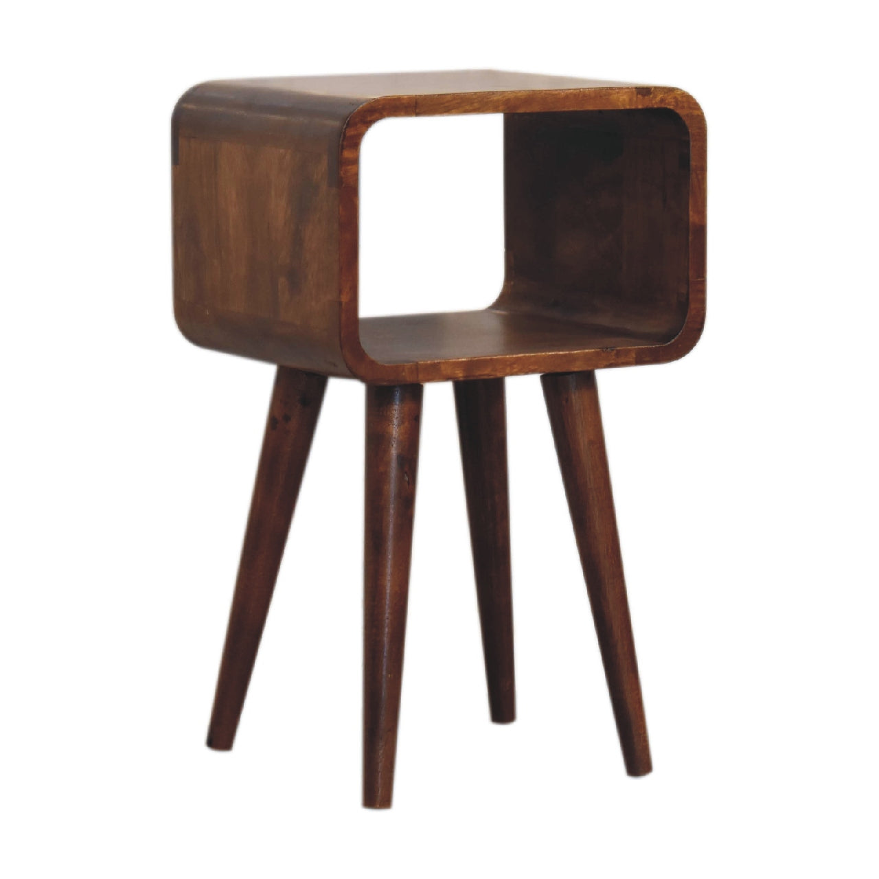 Mini Chestnut Curved Open Nightstand