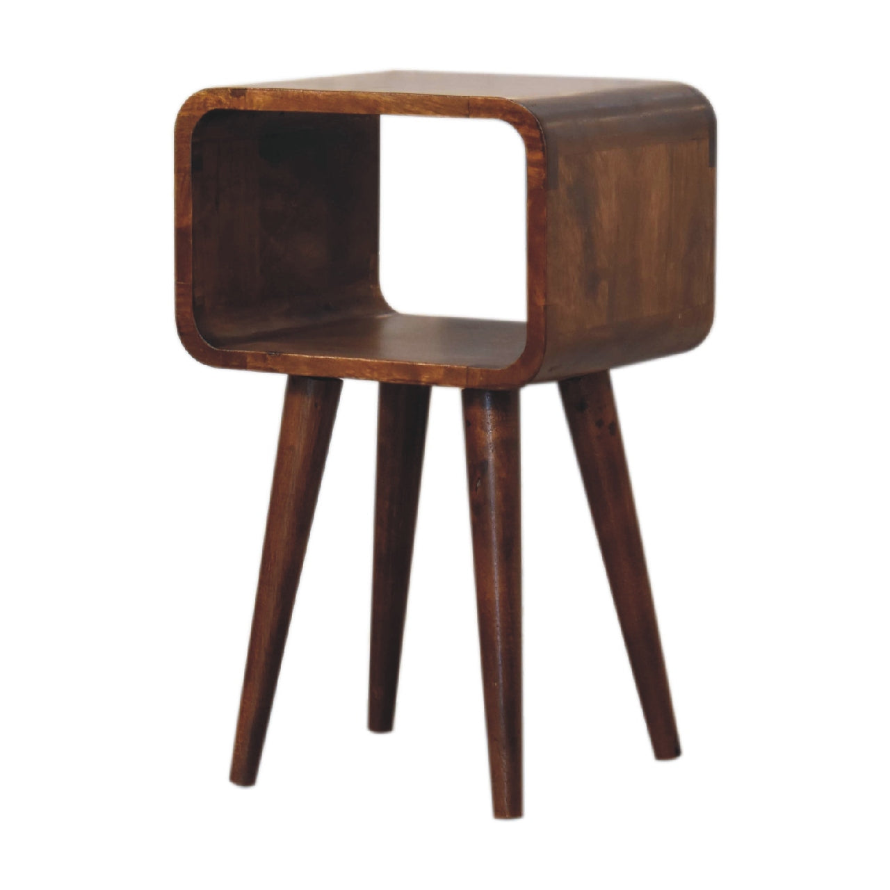 Mini Chestnut Curved Open Nightstand