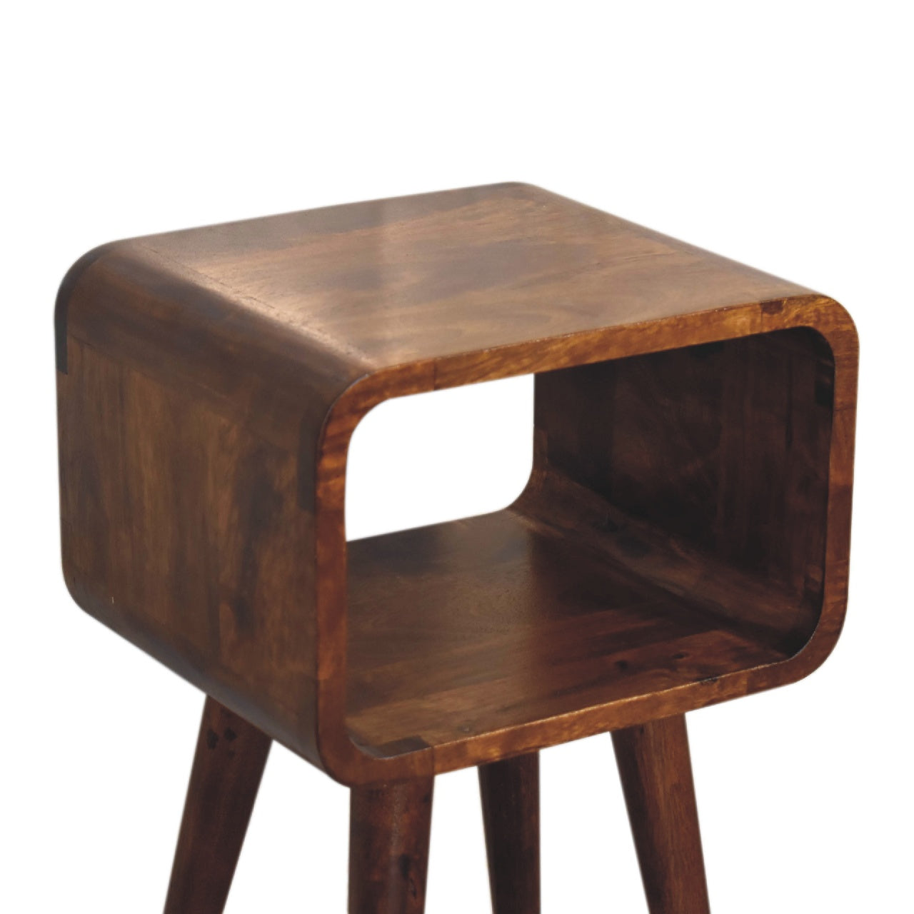 Mini Chestnut Curved Open Nightstand
