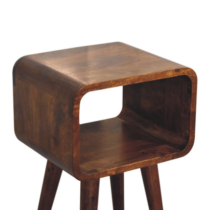 Mini Chestnut Curved Open Nightstand