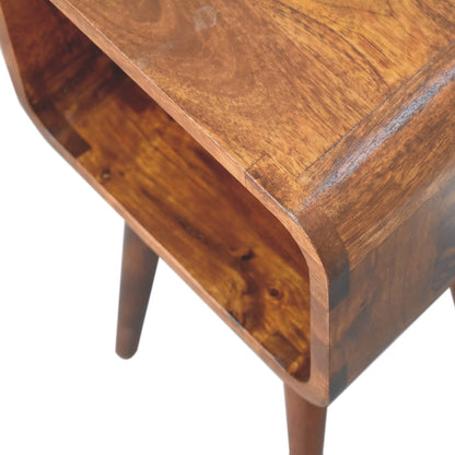 Mini Chestnut Curved Open Nightstand