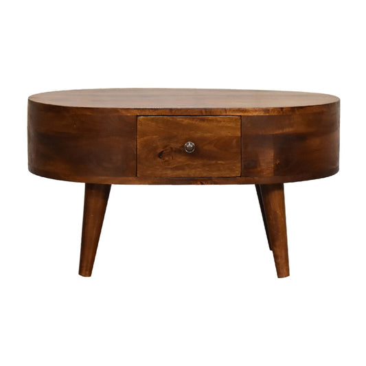 WillowStone Mini Chestnut Rounded Coffee Table – handcrafted solid wood furniture by WillowStone
