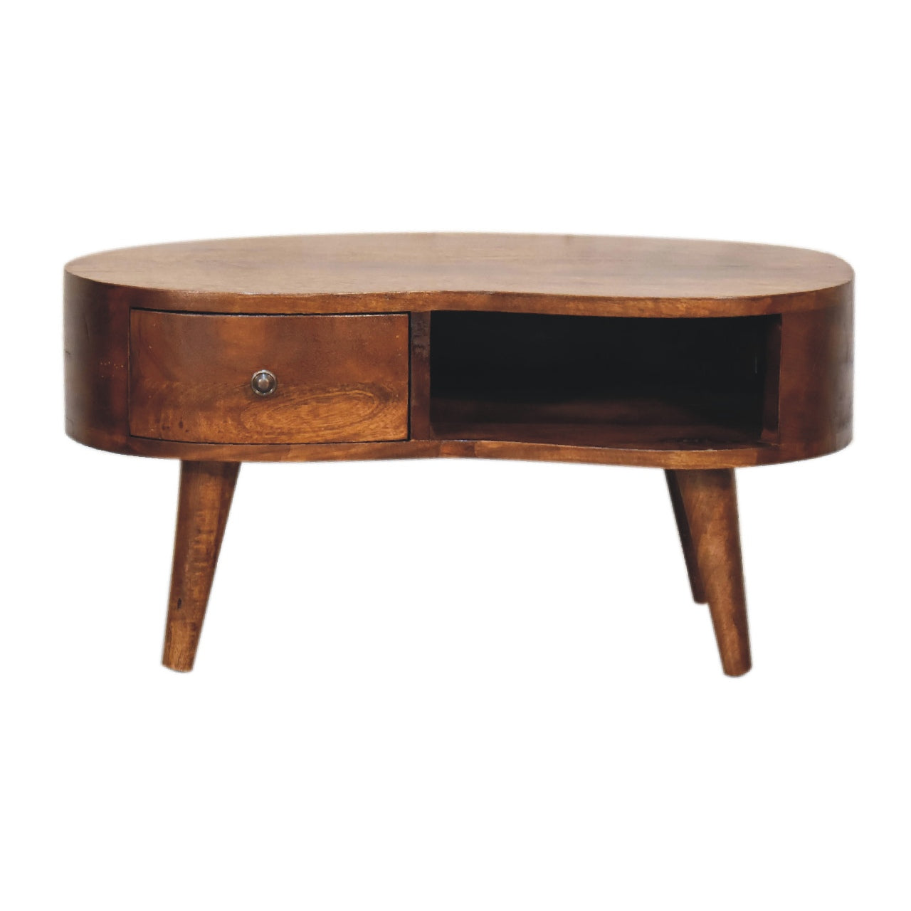 WillowStone Mini Chesnut Wave Coffee Table – handcrafted solid wood furniture by WillowStone