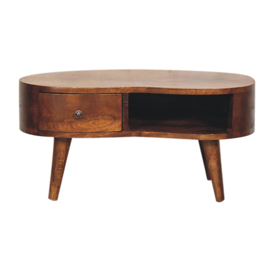 WillowStone Mini Chesnut Wave Coffee Table – handcrafted solid wood furniture by WillowStone