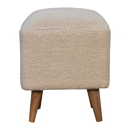 WillowStone Cream Boucle Squoval Bench – handcrafted solid wood furniture by WillowStone