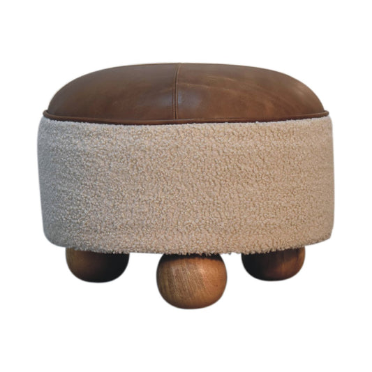 WillowStone Cream Boucle Buffalo Footstool