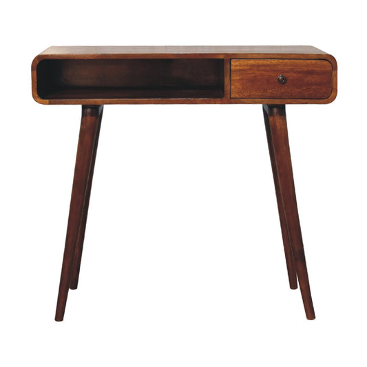 WillowStone Curved Chestnut Writing Desk – handcrafted solid wood furniture by WillowStone
