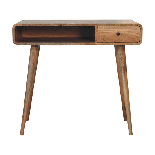 WillowStone Curved Oak-ish Writing Desk – handcrafted solid wood furniture by WillowStone