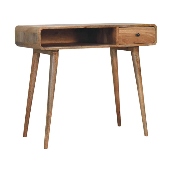 Curved Writing Desk - Oak Finish