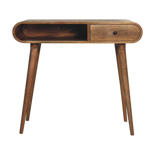 WillowStone Curved Chestnut Writing Desk – handcrafted solid wood furniture by WillowStone
