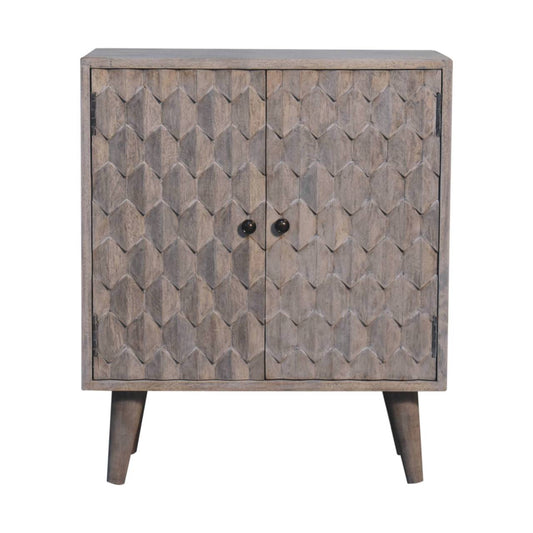 WillowStone Mini Pineapple Carved Stone Finish Cabinet