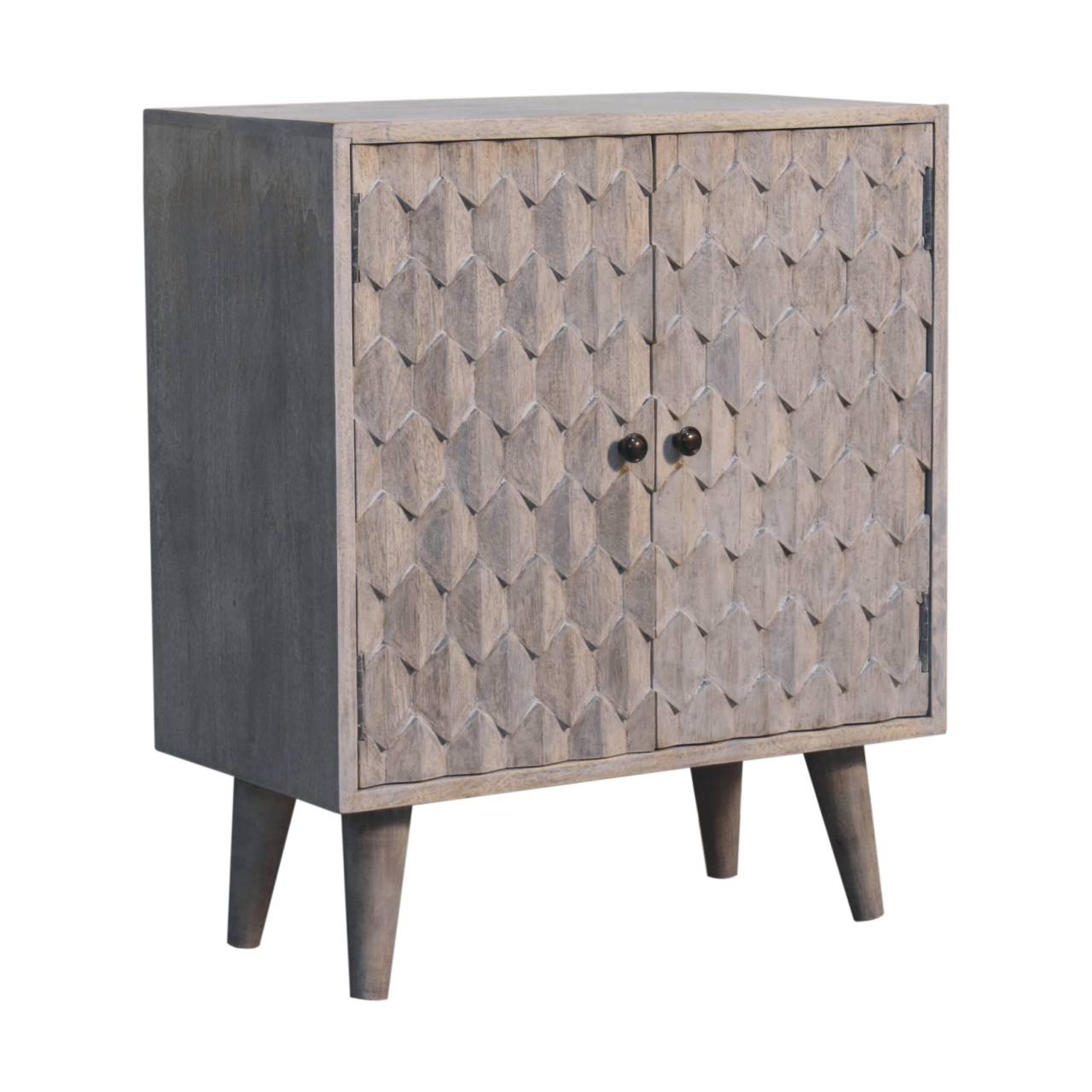 WillowStone Mini Pineapple Carved Stone Finish Cabinet