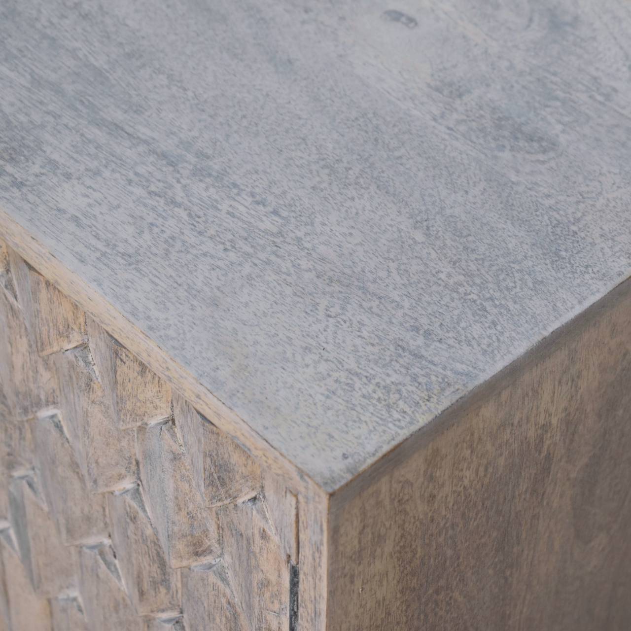 WillowStone Mini Pineapple Carved Stone Finish Cabinet
